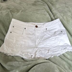 White Distressed Denim Shorts
